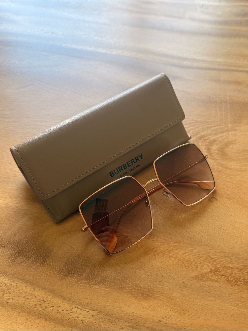 Burberry Gold Frame Sunglasses with Brown Gradient Lenses